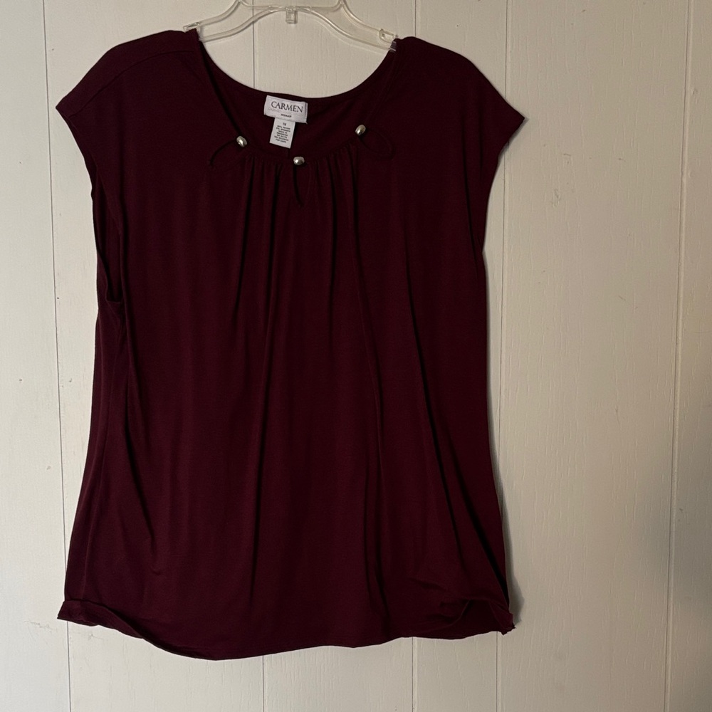 Plus size Carmen Marc Valvo Deep Burgundy Women's Blouse